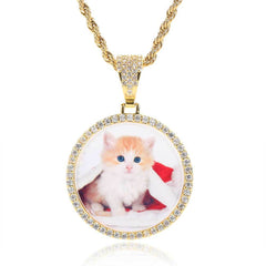 Men's Small Round Frame Pendant Necklace