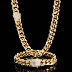 Men's Zirconia Spring Clasp Cuban Bracelet #CHA024