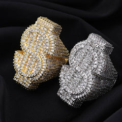 Men's Dollar Sign Diamond Zircon Ring