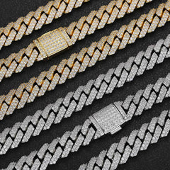 Men's Double Row Diamond Diamond Cuban Necklace #CHA089