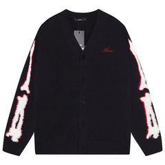 AMIRI Cotton V-Neck Bones Cardigan