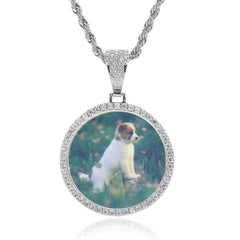 Men's Small Round Frame Pendant Necklace