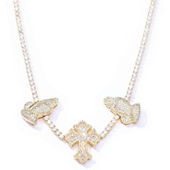 Men's Cross Praying Hands Zirconia Necklace  #CHA315