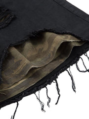 Distressed Ripped Black Denim Shorts