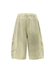 Washed Print Baggy Denim Shorts - 2375