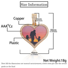 Women's Heart Frame Pendant Copper Inlaid Zirconia Necklace