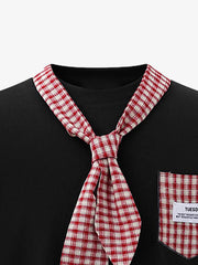 Street Plaid Tie Short Sleeve T-Shirt