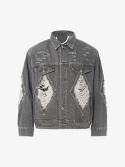 Retro Washed Distressed Denim Jacket