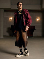 Thesupermade Washed Distressed Fur Hooded Jacket