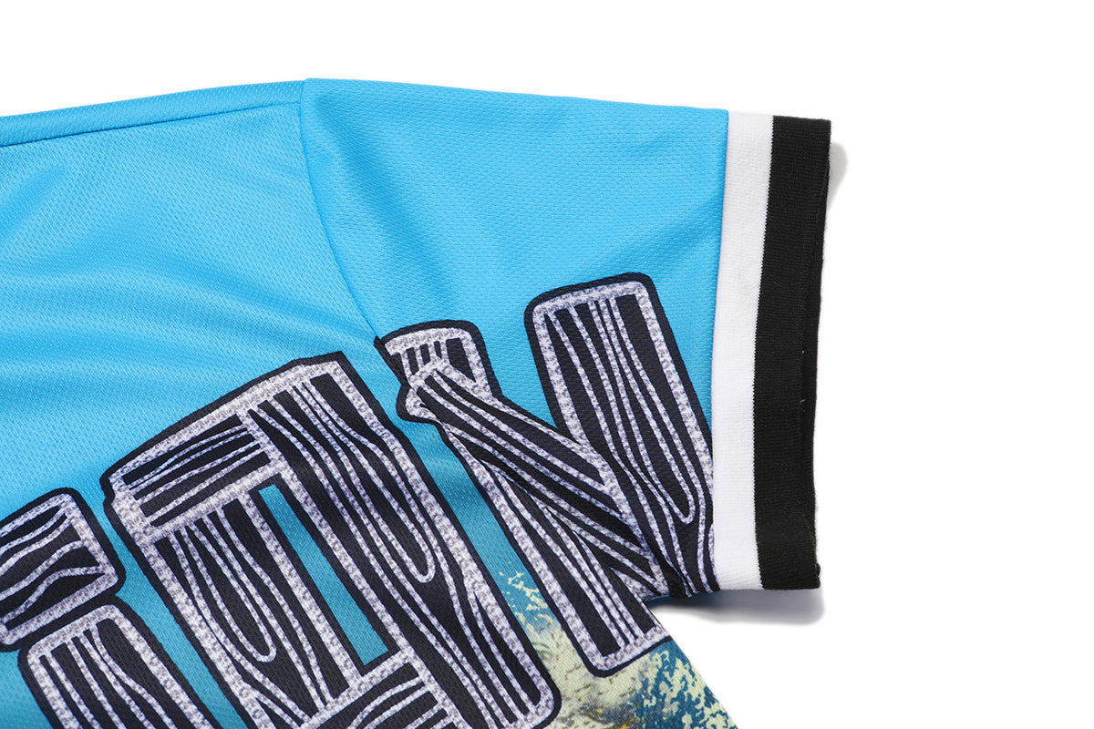 Road Rage Button MIXED EMOTION Blue “Road Rage” Button Up Tee – AOSITRY