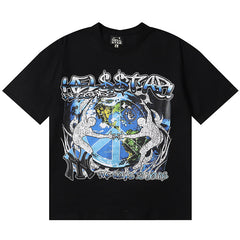 Hellstar Letter Printed T-Shirt Black