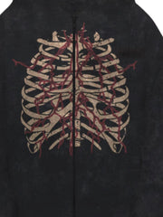 Skeleton Print Bones Zip Design Hoodie