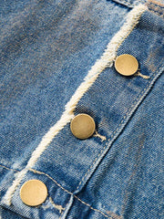 Street Retro Distressed Buttons Raw Edge Dirty Denim Shorts