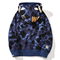 Bape camo double shark full zip hoodie