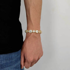 Men's Square And Round Mixed Zircon Bracelet #CHA116