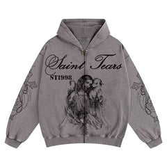 Saint Michael Tears Printed Hoodie