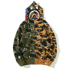 BAPE Colorblock Camo Shark Zipper Hoodie