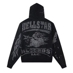 Hellstar Studios Letter Print Fleece Hoodie