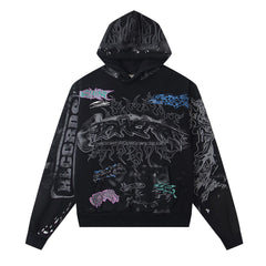 Hellstar Studios Letter Print Fleece Hoodie
