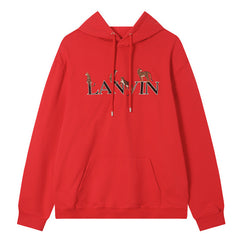 Lanvin Logo Embroidered Cotton Hooded Sweatshirt