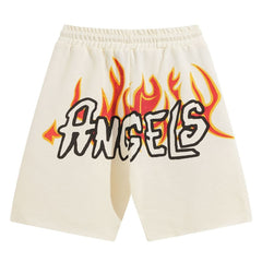 PALM ANGELS GARMENT DYE GRAFFITI FLAMES SWEATSHORTS