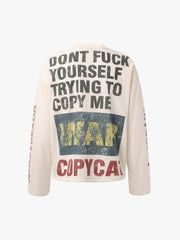 Retro Portrait Letter Print Long-sleeved T-shirt