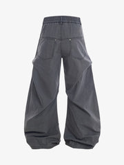 Vintage Distressed Pleated Barrel Pants