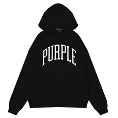 Purple Brand Logo Pattern Printed Hoodie