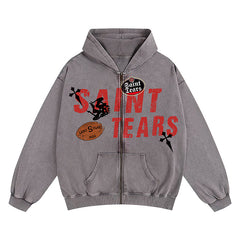 Saint Michael Tears Printed Hoodie