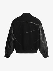 Vintage Leather Bomber Baseball Jacket