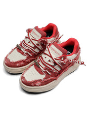 Washed Denim Low-Top Raw Edge Sneakers - 2436