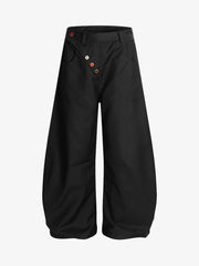 Adjustable Side Buttons Barrel Pants