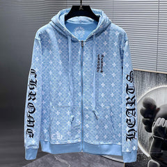 Chrome Hearts Logo Print zip up hoodie