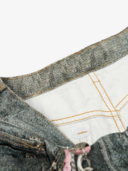 Vintage Printed Washed Denim Shorts