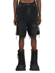 Retro Whisker Raw Edge Denim Shorts