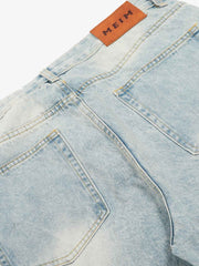 Washed Distressed Barrel Jeans