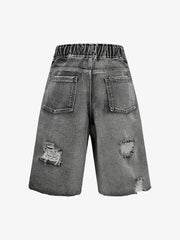 Distressed Cargo Denim Shorts - 2378