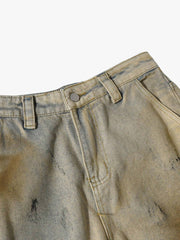 Washed Graffiti Spray Paint Barrel Jeans