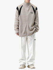 Thesupermade Color Block Zipper Sweater Jacket-1509