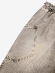 VINTAGE WASH DECONSTRUCTED DRAWSTRING DENIM SHORTS