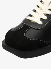 Classic Black Fluid Lines Leather Sneakers