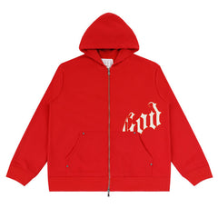 Godspeed Simple Letters Zip Hoodies