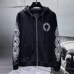 Chrome Hearts Horseshoe Floral Zip Up Hoodie