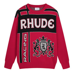 RHUDE jacquard panel crew neck Sweaters